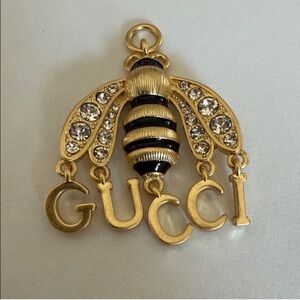 Gucci Inspired Gold and Black Bee Pendant Charm with Crystals